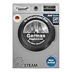 Bosch 8 kg 5 Star Front Load Fully-Automatic Washing Machine, Steam Hygiene, AI ActiveWater, 15 Wash Programs, No Tangle or Wrinkle, SoftCare Paddle, Shiny Silver, WAJ2826BIN