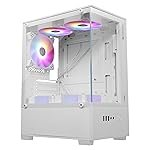 ZEBRONICS Iceberg Premium Gaming Chassis with Support for mATX | Mini ITX, Wraparound Tempered Glass, 120mm Multicolor LED Ring Fans, Top Magnetic Dust Filter, 5 Fans Included (White)