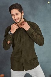 Lyphy Men Regular Fit Self Design Spread Collar Casual Shirt