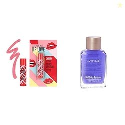 Lakm Lip Love Chapstick, Spf15, Cherry, 4.5 g And Lakm Nail Color Remo