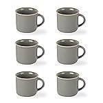 CELLO Estella Nexus Color Silver Mist Plain Mug Set of 6, 90ml, Grey | Scratch Resistant | Porcelain Tea, Coffee Mug Set | Ideal for Daily Use & Gifting | Dishwasher Safe | Small Mug |