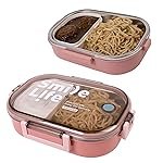 WISHKEY Stainless Steel Lunch Box with Plastic Condiment Box for Kids & Adults, Air Tight Leak Proof Food Storage Container Stylish Tiffin Box Set for School & Office, 710 ml (Pack of 1, Pink)