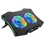 ZEBRONICS Zeb- NC9000 Laptop Cooling pad with Dual 110mm Fan, Multi-Color Led Including 10 Multi Color LED Modes and has RGB Strips on The Both Sides