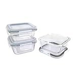Signoraware Safe N Store Glass Square Containers Set | Airtight & Leakproof | Microwave Safe | Elegant Clear Design for Gifting, Kitchen Storage & Leftovers (320mlx3 | Set of 3 | Clear)