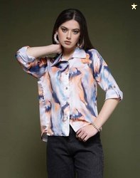 Selvia Women Regular Fit Printed Spread Collar Casual Shirt