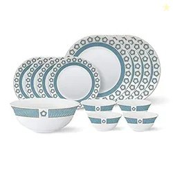 Larah by Borosil - Tiara Series, Crystal, 13 Pcs, Opalware Dinner Set,