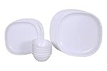 SignoraWare BPA Free Plastic Square Dinner Set | Microwave Safe | Unbreakable & Lightweight | Odor-Free | Great for Parties & Gatherings | Ideal for Regular Home Meals (Set of 24 pcs | White)