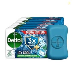 Dettol Icy Cool Bathing Soap Bar With 3x intense cooling (750gm), 150g