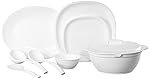 Signoraware Plastic Square Dinner Set, White, 31-Pieces