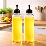 HomeWiz plastic Oil Dispenser 1 Litre | Pack of 2 | Transparent, Leak-Proof, BPA-Free Oil Container for Cooking Oils & Vinegar | Kitchen accessories items for home | 2000ml |