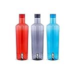 Sky Jewel Unbreakable PET Water Bottle,Set of 3,1000 ml,Multicolor