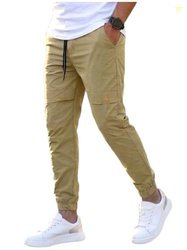 ANNI Designer Men Cotton Solid Cargo Pant (Piruz Golden-VKS01-AN_M_Gol
