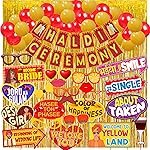 Wobbox Haldi Ceremony Decorations Items, Haldi Decoration Items, Haldi Mehandi wedding Decoration Items-FP3830, 1 banner,bunting banner,party props and balloons