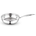 Borosil Cookfresh 1.3L Tri-ply Stainless Steel Frypan with Handle | Gas, Induction Compatible | SS304 Food Grade Steel 20cm Frying Pan | Even Heat Distribution | Dishawasher Safe | 5 Year Warranty
