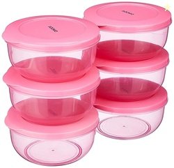 Amazon Brand - Solimo Plastic Nestable Round Container | Set of 6 | 90
