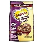 Saffola 25g High Protein Oats | 14g Fibre | 400g | Chocolate flavour | No Refined Sugar | With Almonds, Raisin, Pumpkin and Chia Seeds | Rolled Oats for Weight management & Muscle gain