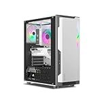 Ant Esports Eclipse Mid-Tower Computer Case/Gaming Cabinet – Black & White | Support ATX,M-ATX,M-ITX | Pre-Installed 4 x 120mm ARGB Fans