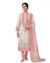 KTI Women Cotton Unstitched Salwar Suit Material with Dupatta Geometri