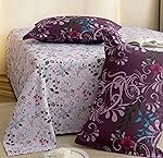 BSB HOME 180 TC Pure Cotton Double Bedsheet with 2 Contrast Pillow Covers, Soft Breathable Skin-Friendly Printed Bedding Set, Durable All Season Bed Linen â 90 x 100 Inches (Mulled Wine)