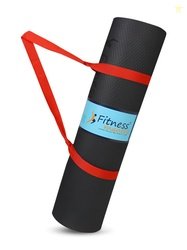 Fitness Mantra Black Yoga Mat With Carrying Strap 6mm