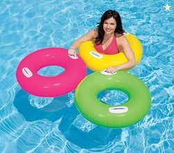 Intex Heer Vinyl Inflatable Pool Swim Tube with 2 Handles 30-inch (Mul