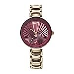 Fastrack Chrome K Quartz Analog with Maroon Dial Titanium Brass Solid Strap Watch for Women – 6216QM03