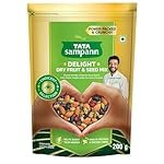 Tata Sampann Delight Dry Fruit & Seed Mix | Power Packed & Crunchy Snack | Trail Mix | High in Protein & Dietary Fibre | Rich in Magnesium | Source of Phosphorus | 200g | Roasted Almonds, Cranberries, Black Raisins, Green Raisins, Pumpkin Seeds, Flax Seed