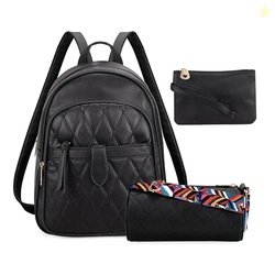 Comfabie women's quilted backpack set, 3 pieces, with matching crossbo