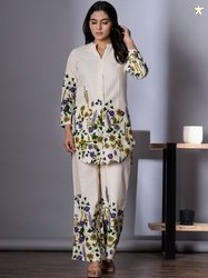 Readiprint Floral Printed Mandarin Collar Tunic With Palazzos