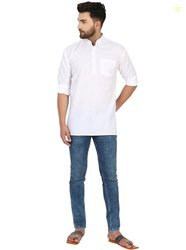 Amazon Brand - Anarva Men's Pure Cotton Solid Kurta Long Sleeves Band