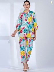 Readiprint Printed Mandarin Collar Pure Cotton Curved Style Tunic With