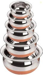 eppyz Copper Bottom Pot /Steel Set 5 Piece Handi 2.1 L, 1.6 L, 1....mo