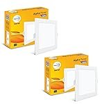 Wipro Garnet 12W Square LED Alpha Panel | Cool Day White (6500K) | Recessed Down Light for False Ceiling | Cutout – 125mm*125mm | Pack of 2