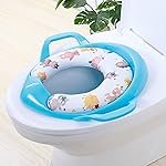 Wolpin Cushioned Potty Seat, Kids Toilet Seat for Western Toilet with Handle for Kids & Support Potty Training Seat (Blue)