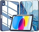 Robustrion Cover for iPad 11th (A16) / 10th Generation Cover Case (2025/2022) [Pencil Holder] (Right Side) [Auto Sleep Wake], Trifold Flip Stand Case for iPad 10th Gen / 11th Generation – Marble Blue