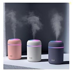 Mini Humidifier with LED Light, Cylindrical Mist Diffuser, Compact Tab