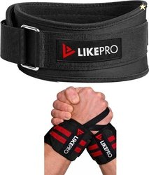 LIKEPRO Weight Lifting Belt with Wrist Straps for Gym W...