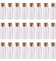 VRB Dec Tm Mini/Tiny Glass Jars With Wood Cork Stoppers,Wishing/Messag