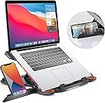 STRIFF Laptop Tabletop Stand, Adjustable Laptop Computer Stand, Multi-Angle, Portable Foldable Laptop Riser Notebook Holder Compatible for 9 to 15.6 Laptops (Black)