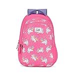 Genie Unicorn School Backpack for Girls |17 In-27 Ltr with Three Compartments, Side Pockets and Light Weight with Padded Shoulders |Best for Books,Stationery, Lunch Box & Essentials – Pink