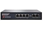 EVteQ 6 Ports Fast Ethernet with 4 PoE Ports (10/100 Mbps) & 2 Uplink Ports (10/100base) POE Switch | Max. 30W Output of Single PoE Port | LED Light Indicators | Fast Transmission | Watchdog
