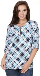 BASE 41 Casual Regular Sleeves Printed Women Blue Top