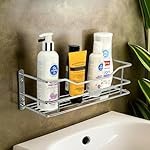 Kuber Industries Stainless Steel Bathroom Shelf for Wall – Washroom Organizer Shampoo Holder Stand & 12 Inch Kitchen Storage Rack – Silver