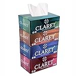 Claret 2-Ply Facial Tissue | Makeup Removal Tissue Wipes | Tissue Paper Holder For Office Desk | Car Accessories | 200 Pulls Each |Pack of 4