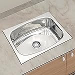 Plantex SS Sink For Kitchen/Kitchen Sink With Hose Pipe And Round Coupling/Under Mount/Top Mount (Chrome/24X18 Inch)