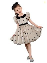 FOSTRIC Captivating Polka Dot Printed Baby Frock, Elegant Organza Cott