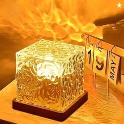 Desidiya Acrylic Romantic Ocean Wave Night Light Projector Lamp, 3D Wa