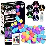 Gesto 5V Heart String Lights – 33 LED Smart Led Lights with Remote and App Control, RGB Color Changing Fairy Lights USB Powered, Dimmable Music Sync Lights for Room,Diwali Decoration(5 Meter)