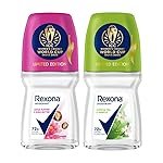 Rexona Lotus Flower & Shea Butter and Matcha Tea & Vanilla Antiperspirant Roll-On | for Women | Limited Edition Pack – ICC Womenâs Cricket World Cup India 2025 |50 ML (Pack of 2)