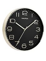 Nautica Modern Wall Clock for Hall with Quartz Silent Sweep Technology | 1pc – 12 Inch(ABS) | Wall Clock for Bed Room, Home, Office, Kitchen & Living Room | 3D-Glossy Rim-Black/Rosegold